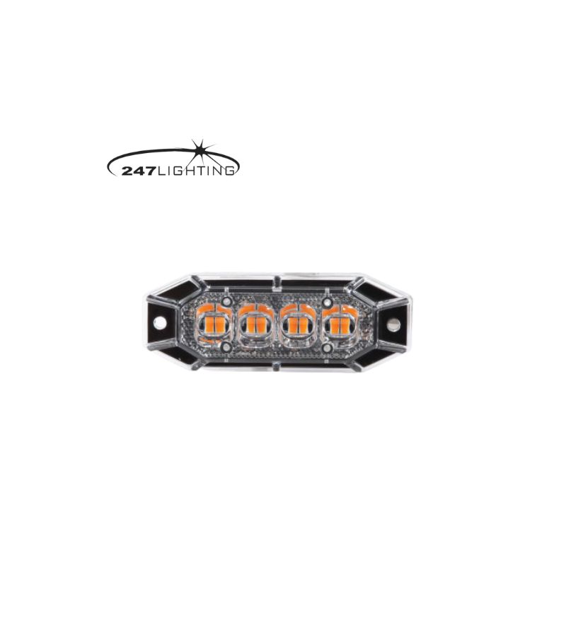 Flitser - 247 Lighting - 8-Led - 10cm - 11 Flitspatronen - Amber - R65 - 12V-24V Flitser - 247 Lighting - 8-Led - 10cm - 11 Flitspatronen - Amber - R65 - 12V-24V