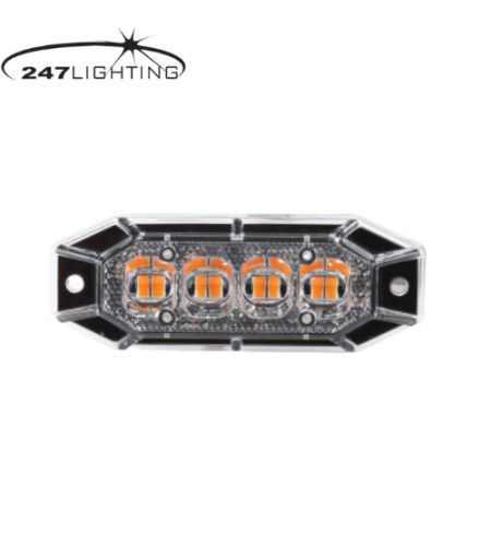 Flitser - 247 Lighting - 8-Led - 10cm - 11 Flitspatronen - Amber - R65 - 12V-24V