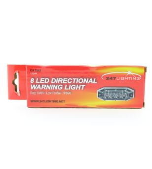 Warning light - 247 Lighting - 8-Led - 10cm - 11 Flash patterns - Amber - R65 - 12V-24V