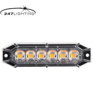 Blixtljus - 247 Lighting - 12-Led - 13cm - 11 Blixtmönster - Bärnsten - R65 - 12V-24V -