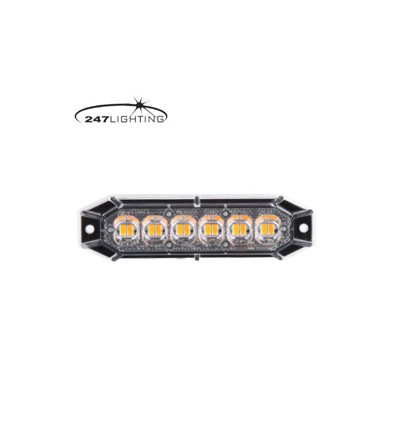 Flitser - 247 Lighting - 12-Led - 13cm - 11 Flitspatronen - Amber - R65 - 12V-24V Flitser - 247 Lighting - 12-Led - 13cm - 11 Flitspatronen - Amber - R65 - 12V-24V
