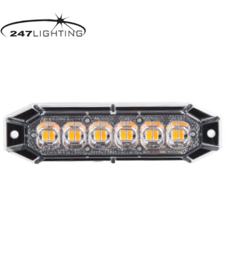 Warning light - 247 Lighting - 12-Led - 13cm - 11 Flash patterns - Amber - R65 - 12V-24V