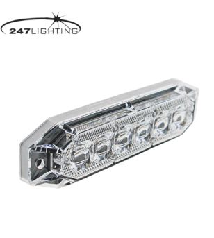 Blixtljus - 247 Lighting - 12-Led - 5" - 12.8cm - Klar - 11 blixtmönster - Bärnsten - R65-2 - 12V-24V -