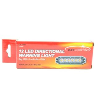 Blixtljus - 247 Lighting - 12-Led - 13cm - 11 Blixtmönster - Bärnsten - R65 - 12V-24V -