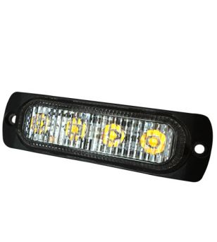 Blixtljus - 247 Lighting - 4-Led - 10cm - 19 Blixtmönster - Bärnsten - 12V-30V -