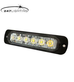 Blixtljus - 247 Lighting - 6-Led - 11cm - 19 Blixtmönster - Bärnsten - 12V-30V -