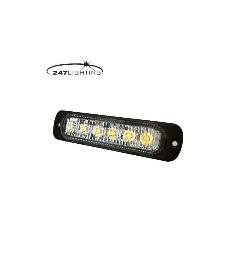 Flitser - 247 Lighting - 6-Led - 11cm - 19 Flitspatronen - Amber - 12V-30V Flitser - 247 Lighting - 6-Led - 11cm - 19 Flitspatronen - Amber - 12V-30V