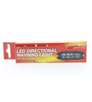 Flitser - 247 Lighting - Slimline 3-Led - 8cm - 18 Flitspatronen - Amber - R65 - 12V-24V