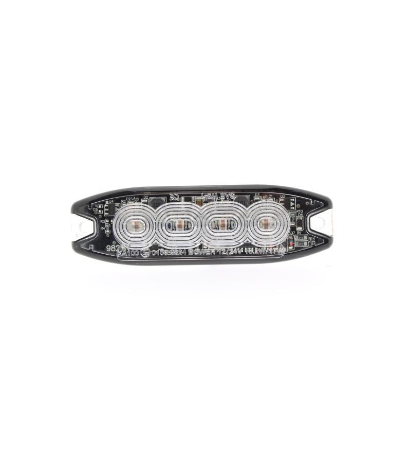 Flitser - 247 Lighting - Slimline 4-Led - 10cm - 18 Flitspatronen - Amber - R65 - 12V-24V Flitser - 247 Lighting - Slimline 4-Led - 10cm - 18 Flitspatronen - Amber - R65 - 12V-24V