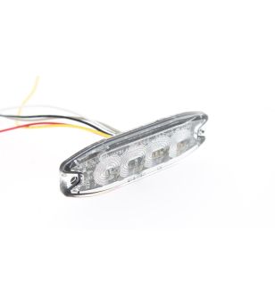 Blixtljus - 247 Lighting - Slimline 4-Led - 3.9" - 9.9cm - Klar - 18 blixtmönster - Bärnsten - R65 - 12V-24V -