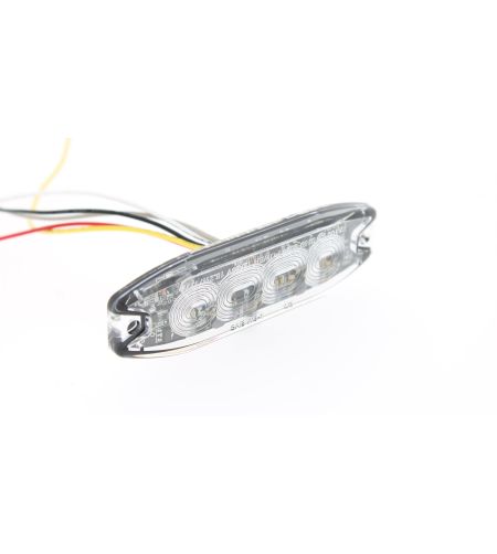 Blixtljus - 247 Lighting - Slimline 4-Led - 3.9" - 9.9cm - Klar - 18 blixtmönster - Bärnsten - R65 - 12V-24V -