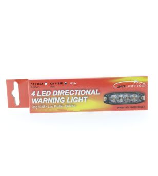 Blixtljus - 247 Lighting - Slimline 4-Led - 10cm - 18 Blixtmönster - Bärnsten - R65 - 12V-24V -