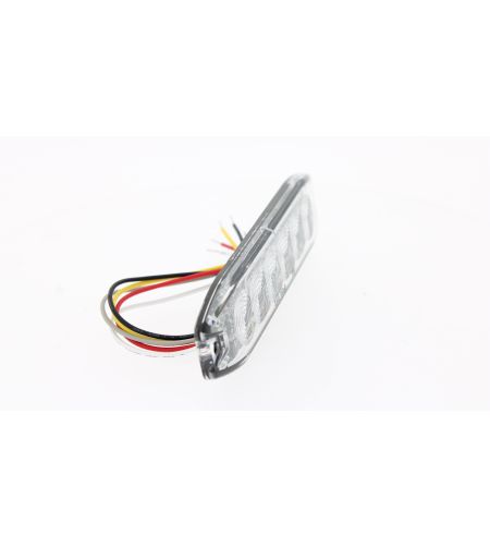 Warning light - 247 Lighting - Slimline 6-Led - 5.2" - 13.1cm - Clear - 18 flash patterns - Amber - R65 - 12V-24V