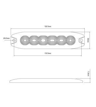 Warning light - 247 Lighting - Slimline 6-Led - 13cm - 18 Flash patterns - Amber - R65 - 12V-24V