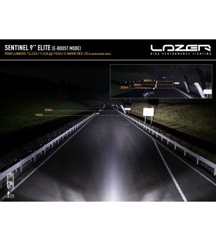 Extraljus - Lazer - Sentinel 9 - Elite - 9'' - vit - Positionsljus Vit/Bärnsten - Driving 