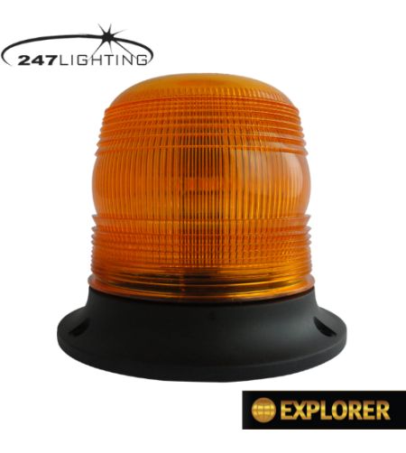 Varningsljus - 247 Lighting - Explorer - 3 Bult Fästning - 15cm - 4 Blixtmönster - Bärnsten - R65 - 12V-24V - 