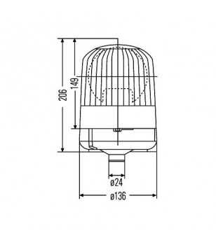 Zwaailamp - Hella - Junior FL - Flexibele Steun - 24V