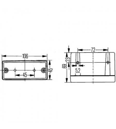 Tail light - Hella - 4.2" - 10.6cm - Fog - 12V-24V