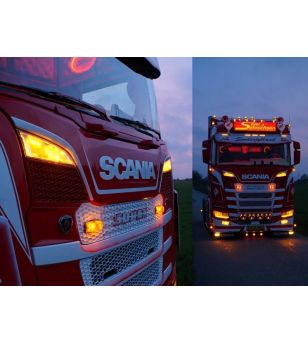 Dagsljus - L&S - Position ljus - Växlingsbar - Vit/Bärnsten - 4 Blixtmönster - 24V - Set - Scania - R/S series - 2016-2022