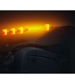 Cab roof lights - Strands - IZE LED Black Bullet - Torpedo light - 9cm - smoke - White/Amber - 1 flash pattern - 12V-30V