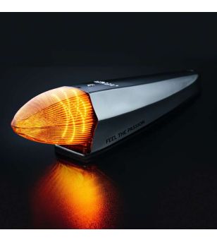Cab roof lights - Strands - IZE LED Silver Arrow - Torpedo light - Chroom - 9cm - smoke - White/Amber - 1 flash pattern - 12V-30