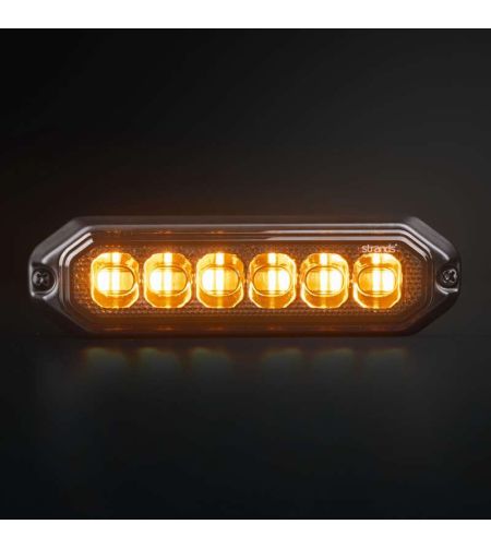 Blixtljus - Strands - Dark Knight Duo - 6 LED - 4.9" - 12.5cm - Smoke - 20 blixtmönster - Vit/Bärnsten - R65 - 12V-30V -
