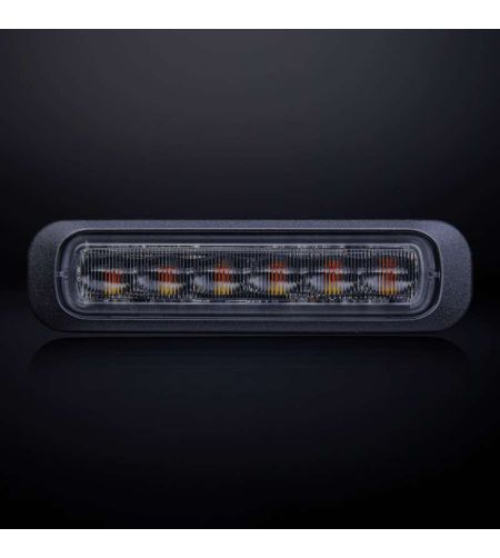 Blixtljus - Strands - Dark Knight - 6 LED - 5.1" - 12.9cm -- smoke - 21 Blixtmönster - Bärnsten - R65 - 12V-30V -