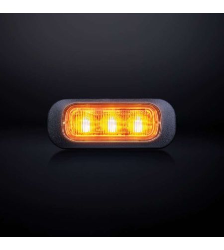 Blixtljus - Strands - Dark Knight - 3 LED - 3.1" - 7.9cm -- smoke - 21 Blixtmönster - Bärnsten - R65 - 12V-30V -