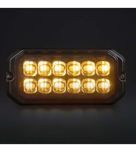 Warning light - Strands - Dark Knight Duo - 12 LED - 4.9" - 12.6cm - smoke - 20 Flash patterns - White/Amber - R65 - 12V-30V