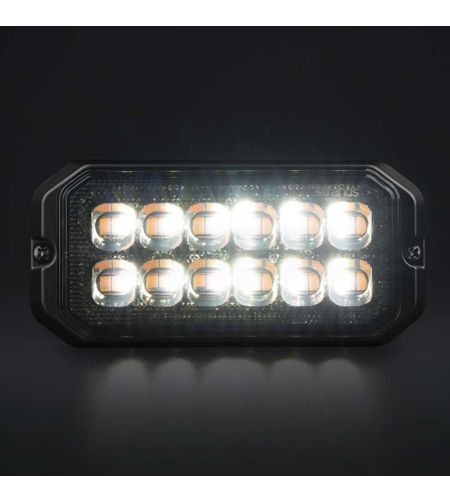 Blixtljus - Strands - Dark Knight Duo - 12 LED - 4.9" - 12.6cm - Smoke - 20 blixtmönster - Vit/Bärnsten - R65-2 - 12V-30V -