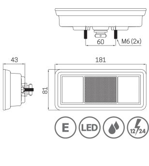 Rear Light - SIM - 3159 - Clear - LED - Position - Brake - Indicator - Reflector - 12V-24V