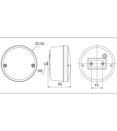 Bakljus - SIM - 3164 - 5.5" - 14cm - Klar - LED - Back - Dim - 12V-24V