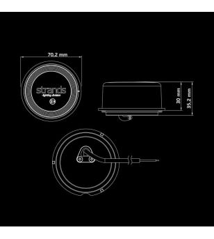 Marker Light - Strands - FOR9T Geo - 2.8" - 7cm - smoke - White - 12V-36V