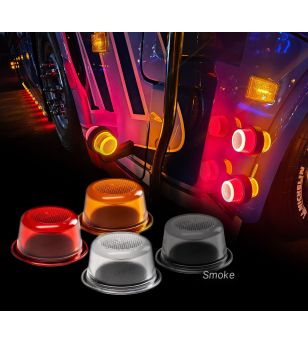 Marker Light - Ledson - Halo - For Width Pole - 2.8" - 7.2cm - LED - smoke - Red - 12V-48V