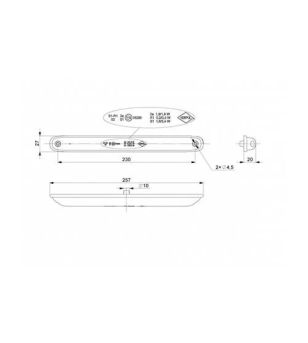 Rückleuchte - Horpol - slimline - 2.7cm - Klar - Rück - Brems - Blink - 12V-24V
