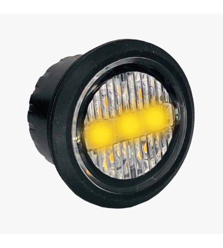 Warning light - M-Led - Compact - 1.3" - 3.4cm - Clear - Position light Amber - 20 flash patterns - Amber - R65 - 12V-24V
