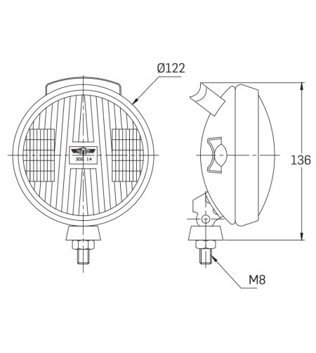 Dimljus - SIM - 3214 - 4.8" - 12.2cm - med Brytare och Handtag - Dimma