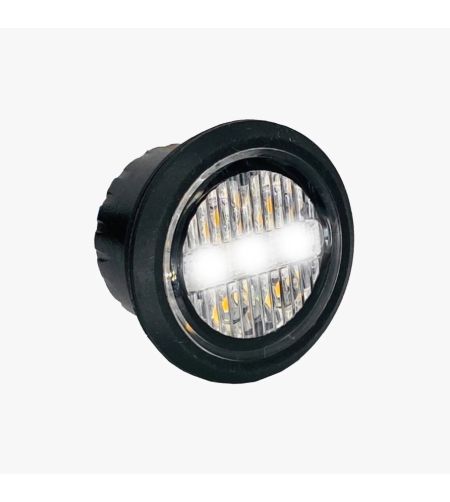 Blitzleuchte - M-Led - Compact - 1.3" - 3.4cm - Klar - Positionslicht Weiß - 20 Blitzmuster - Amber - R65 - 12V-24V 