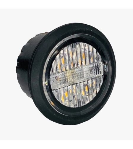 Warning light - M-Led - Compact - 1.3" - 3.4cm - Clear - Position light Red - 20 flash patterns - Amber - R65 - 12V-24V