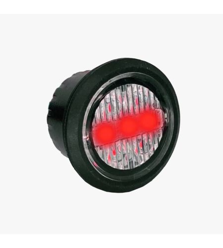 Blixtljus - M-Led - Compact - 1.3" - 3.4cm - Klar - Positionsljus Röd - 20 blixtmönster - Bärnsten - R65 - 12V-24V - 
