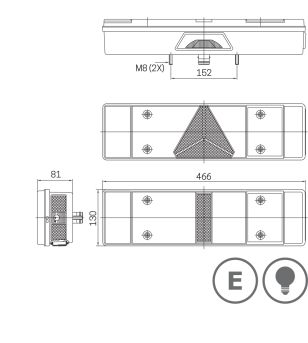 Rückleuchte - SIM - 3138 - Rechts - 18.3" - 46.6cm - Rück - Brems - Blink - Rückfahr - Nebel - Kennzeichen - Reflektor - 12V-24V - 