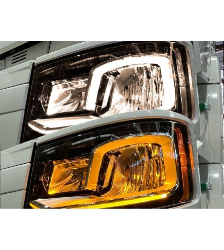 Dagsljus - Matronics - HLstrip - Tvåfärgad / Stroboskop - Bärnsten/Warm white - 24V - Set - Scania - L/P/G/R/S-series - LED-strå