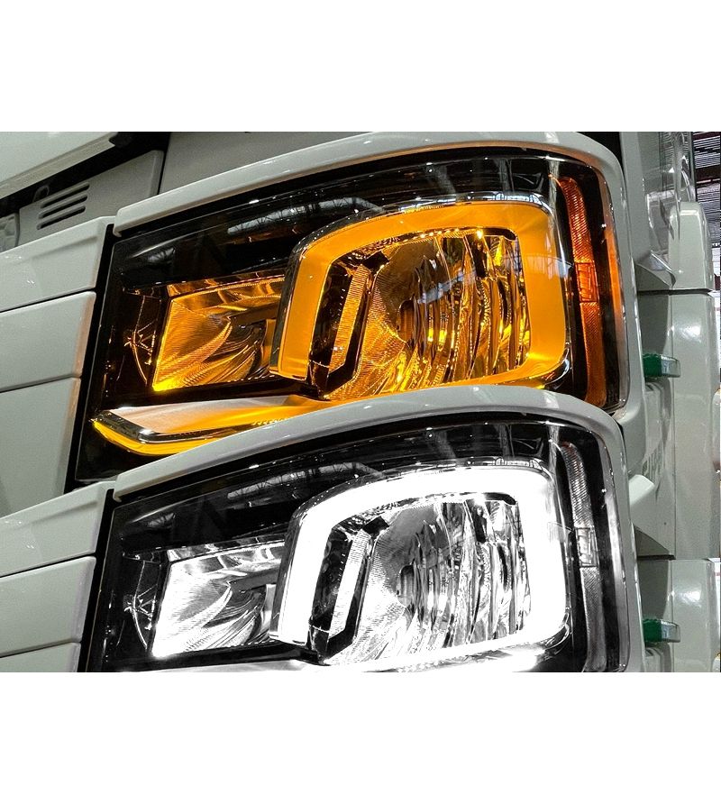 Daytime running lights - Matronics - HLstrip - Dual Color / Strobe - Amber/Xenon white - 24V - Set - Scania - G/L/P/R/S - LED headlights - 2016+ Daytime running lights - Matronics - HLstrip - Dual Color / Strobe - Amber/Xenon white - 24V - Set - Scania - G/L/P/R/S - LED headlights - 2016+