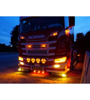 Daytime running lights - Matronics - HLstrip - Dual Color / Strobe - Amber/Xenon white - 24V - Set - Scania - L/P/G/R/S-series -