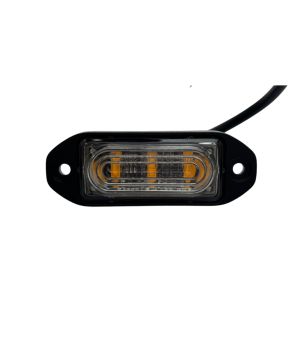 Warning light - 247 Lighting - Slimline 3-Led - 3.3" - 8.3cm - Clear - 18 Flash patterns - Amber - R65 - 12V-24V