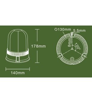 Beacon - Ledson - Optoguard Dome - 7.1" - 17.8cm - Amber - 4 Flash patterns - Amber - R65 - 12V-24V
