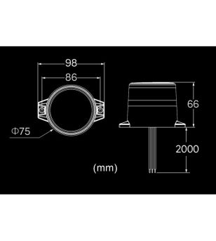 Varningsljus - Ledson - Optoguard Pod - 2.6" - 6.6cm - Bärnsten - 12 Blixtmönster - Bärnsten - R65 - 12V-24V - 