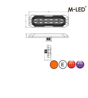 Warning light - M-Led - Halo - 5.1" - 12.9cm - Smoke - Position light Red - 16 flash patterns - Amber - R65-2 - 12V-24V