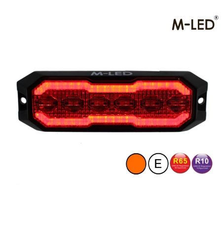 Warning light - M-Led - Halo - 5.1" - 12.9cm - Smoke - Position light Red - 16 flash patterns - Amber - R65-2 - 12V-24V