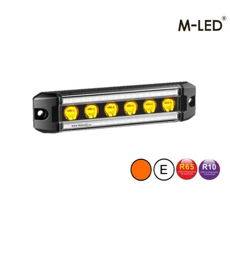 Blixtljus - M-Led - Dynamic - 5.3" - 13.4cm - Smoke - Positionsljus Vit - 12 blixtmönster - Bärnsten - R65-2 - 12V-24V -